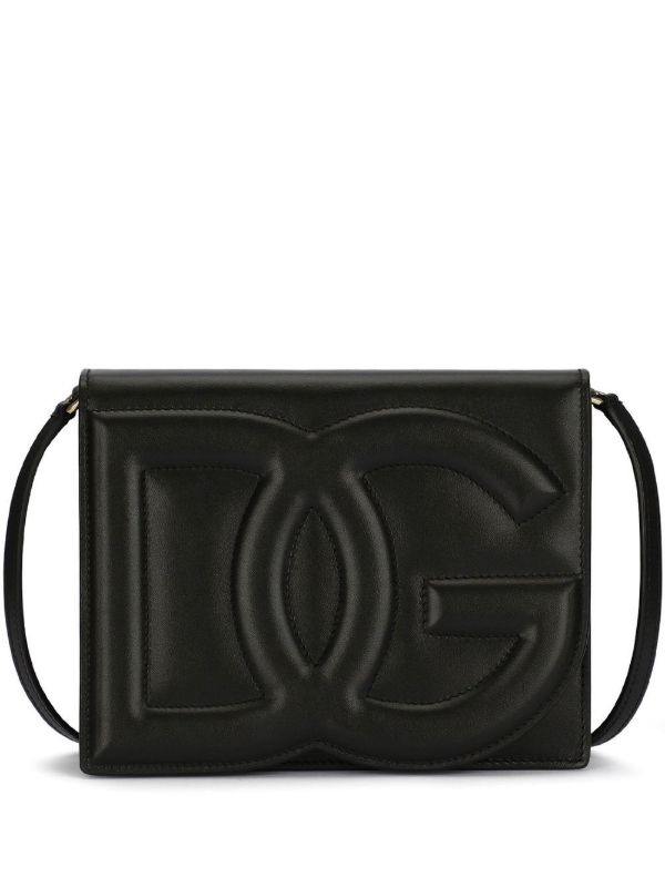 Dolce & Gabbana Black Embossed Logo Leather Cross Body Bag | Browns Messenger & Crossbody Bags