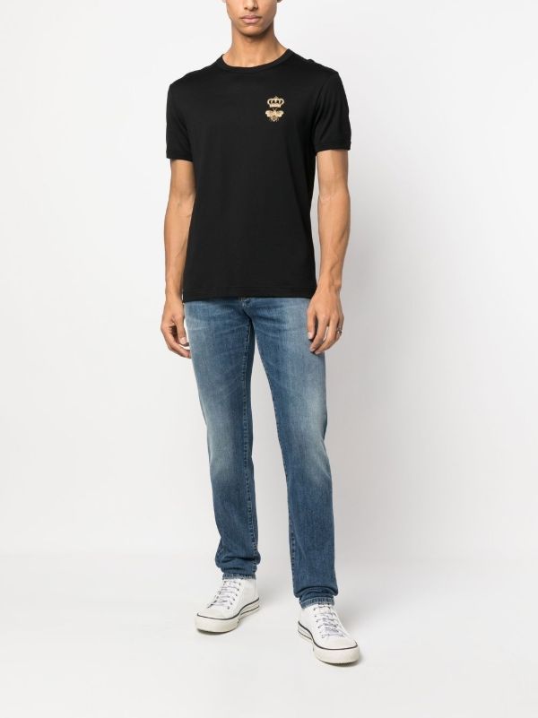Dolce & Gabbana Black Embroidered Logo Cotton T-Shirt | Browns T-Shirts
