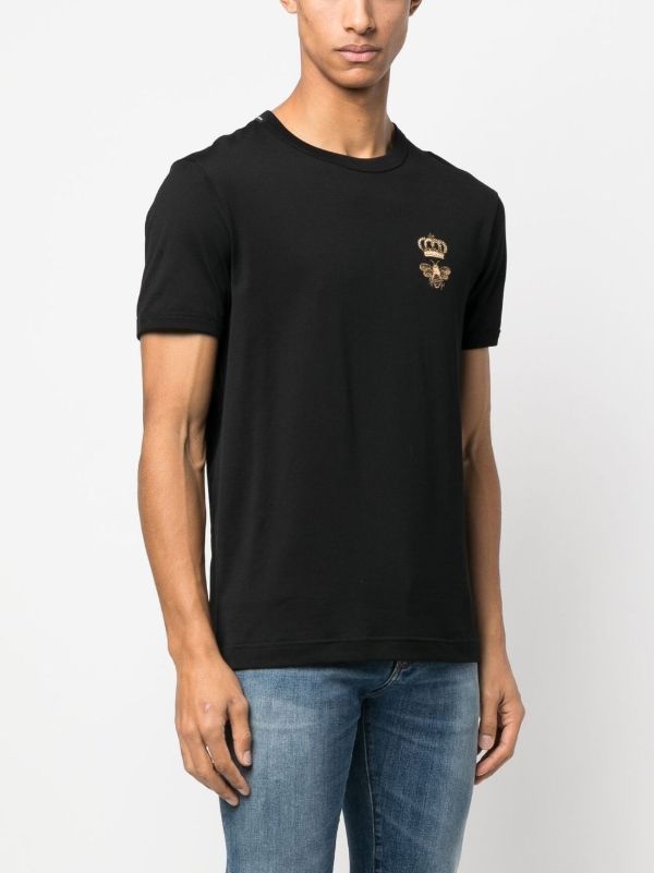 Dolce & Gabbana Black Embroidered Logo Cotton T-Shirt | Browns T-Shirts