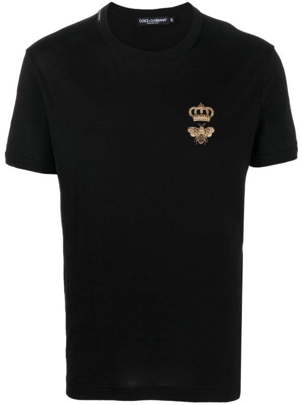 Dolce & Gabbana Black Embroidered Logo Cotton T-Shirt | Browns T-Shirts