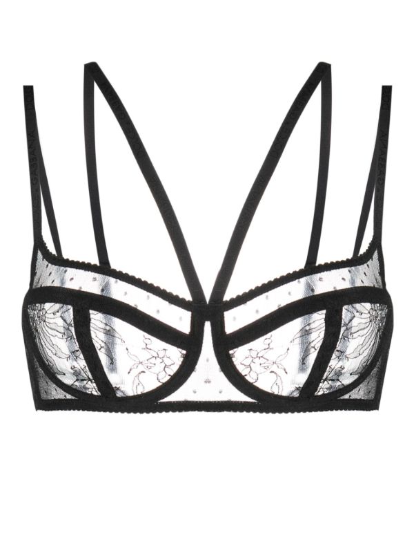 Dolce & Gabbana Black Floral Lace Balcony Bra | Browns Bras
