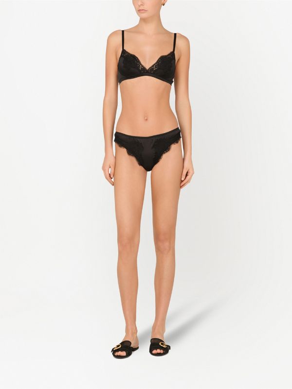 Dolce & Gabbana Black Floral Lace Thong | Browns Panties