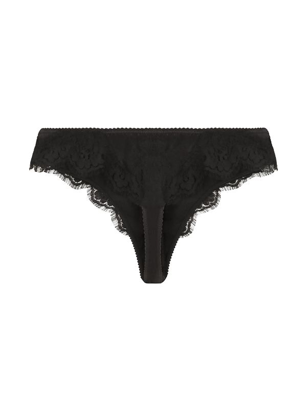 Dolce & Gabbana Black Floral Lace Thong | Browns Panties
