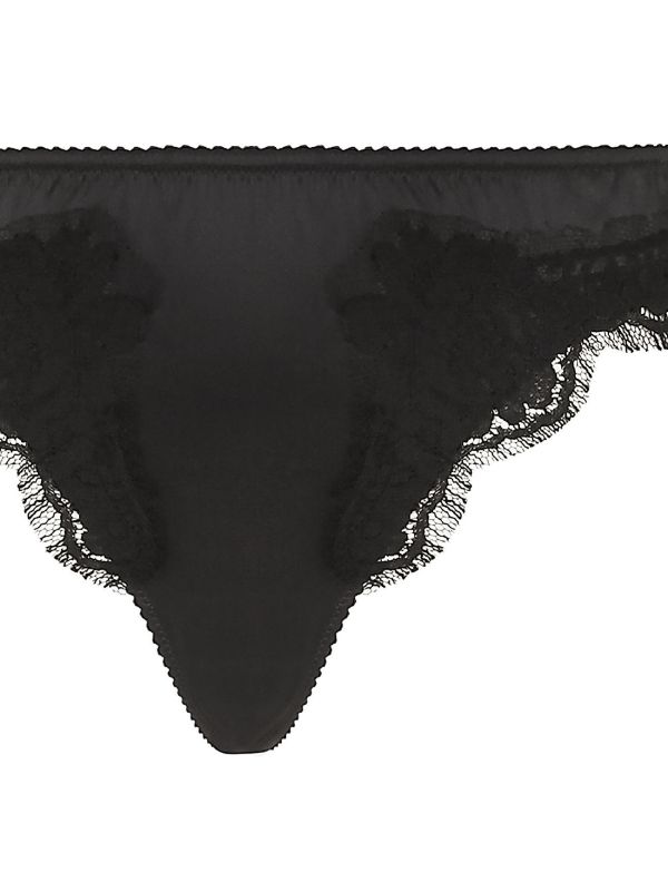 Dolce & Gabbana Black Floral Lace Thong | Browns Panties