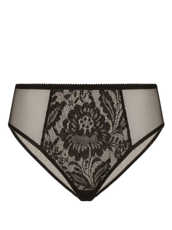 Dolce & Gabbana Black Floral-Lace Wool Briefs | Browns Panties