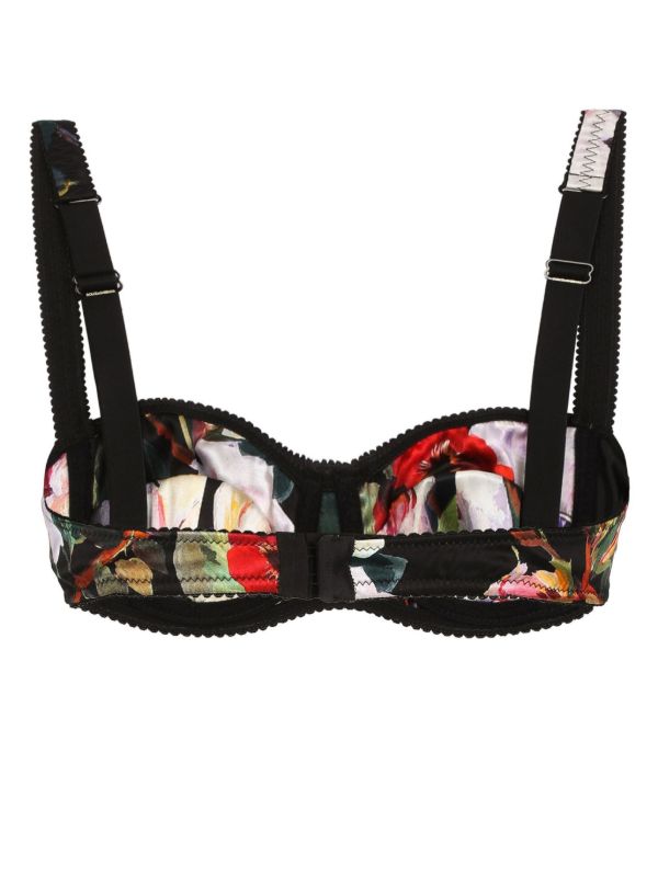 Dolce & Gabbana Black Floral Print Balconette Bra | Browns Bras
