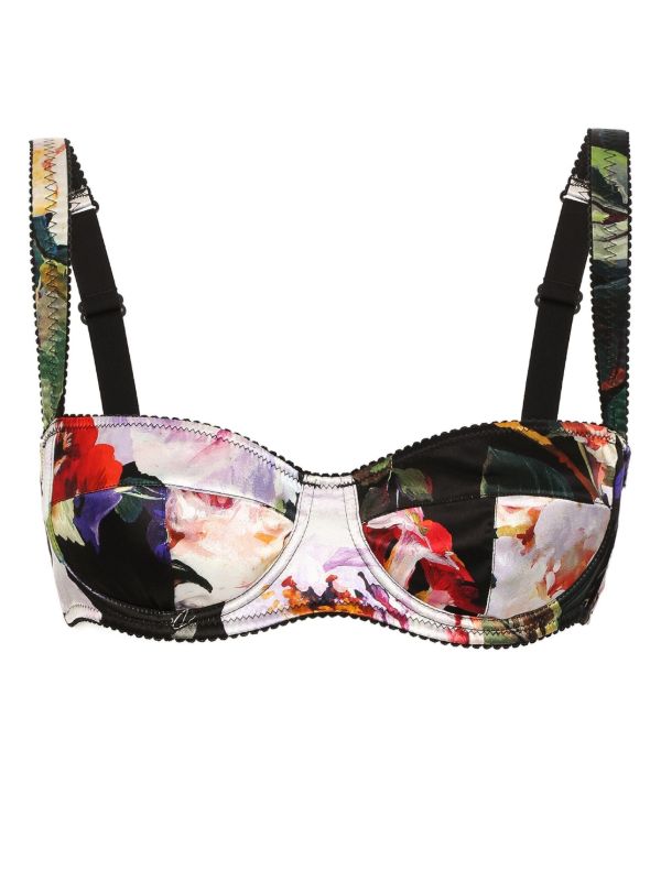 Dolce & Gabbana Black Floral Print Balconette Bra | Browns Bras