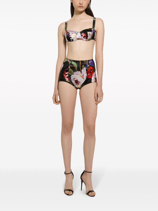 Dolce & Gabbana Black Floral Print High-Waisted Briefs | Browns Panties