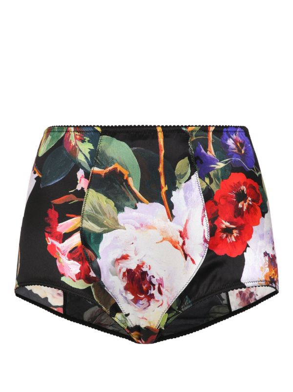 Dolce & Gabbana Black Floral Print High-Waisted Briefs | Browns Panties