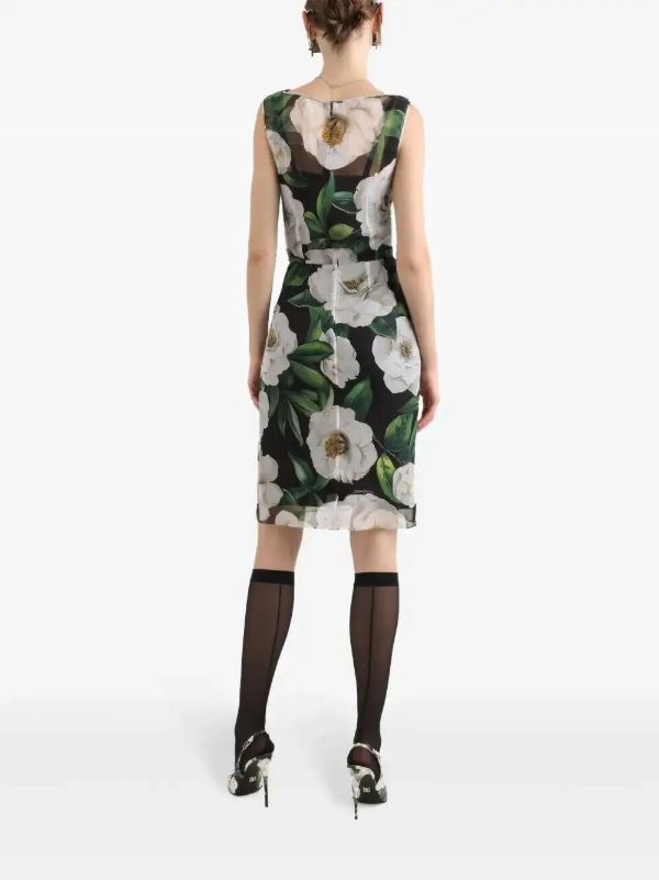 Dolce & Gabbana Black Gardenia-Print Dress | Browns Cocktail & Party Dresses