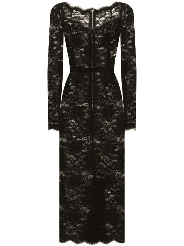 Dolce & Gabbana Black Lace Midi Dress | Browns Evening Dresses