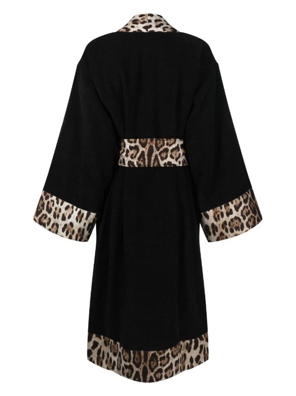 Dolce & Gabbana Black Leopard-print Cotton Robe | Browns Dressing Gowns & Robes