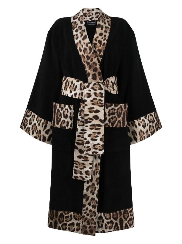 Dolce & Gabbana black leopard-print cotton robe | Browns Dressing Gowns & Robes