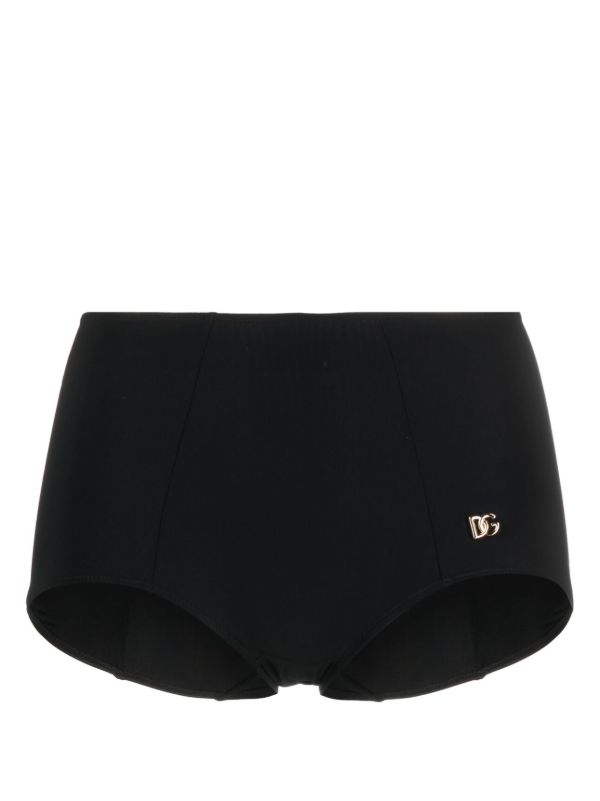 Dolce & Gabbana Black Logo Plaque Bikini Bottoms | Browns Bikinis