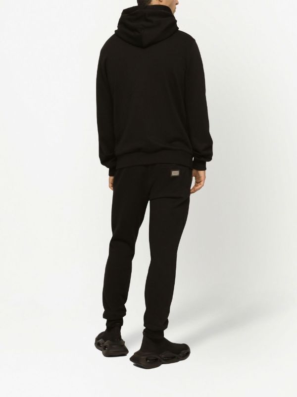 Dolce & Gabbana Black Logo Plaque Cotton Zip-up Hoodie | Browns Hoodies