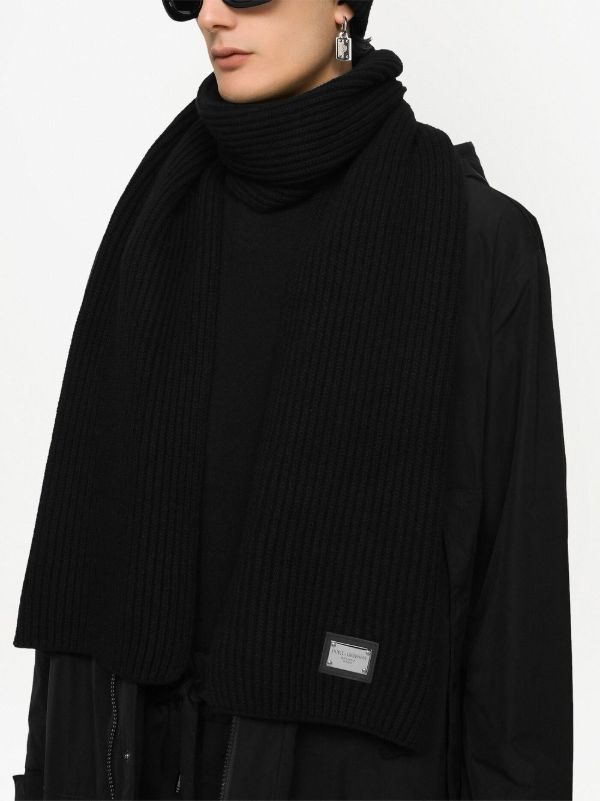 Dolce & Gabbana Black Logo Plaque Knitted Scarf | Browns Scarves
