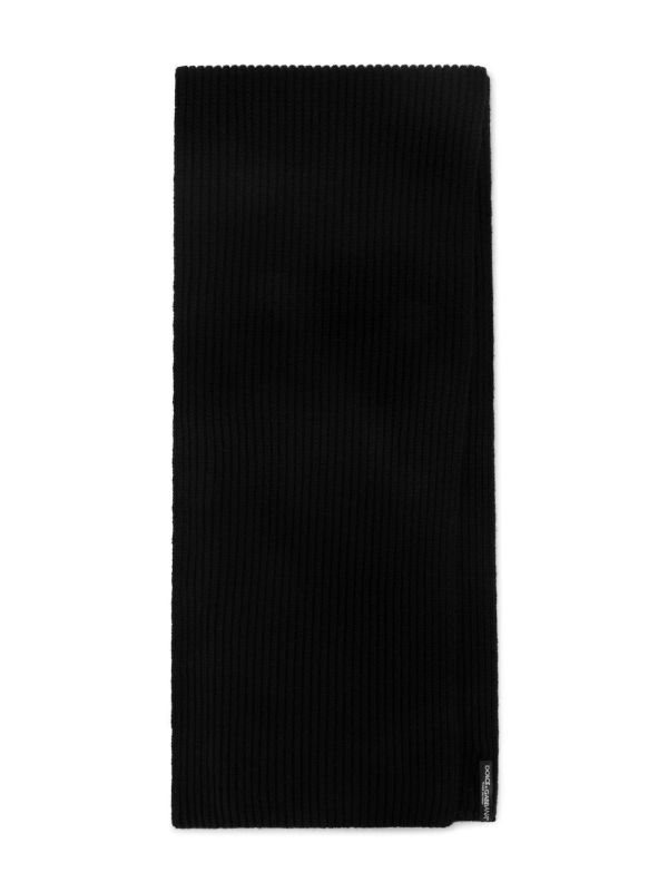 Dolce & Gabbana Black Logo Plaque Knitted Scarf | Browns Scarves