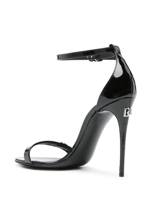 Dolce & Gabbana Black Logo-Plaque Patent Leather Sandals | Browns Sandals