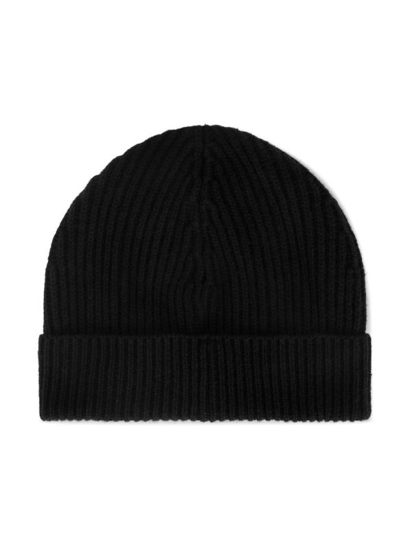 Dolce & Gabbana Black Logo Plaque Ribbed Beanie | Browns Hats