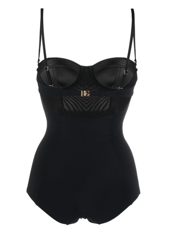 Dolce & Gabbana Black Logo Plaque Swimsuit | Browns One-Pieces