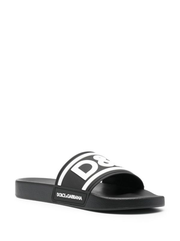 Dolce & Gabbana Black Logo Rubber Slides | Browns Flip-Flops & Slides