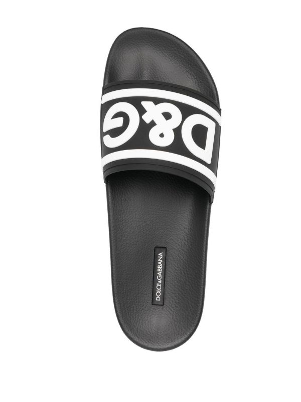 Dolce & Gabbana Black Logo Rubber Slides | Browns Flip-Flops & Slides
