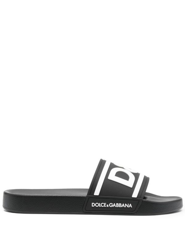 Dolce & Gabbana Black Logo Rubber Slides | Browns Flip-Flops & Slides