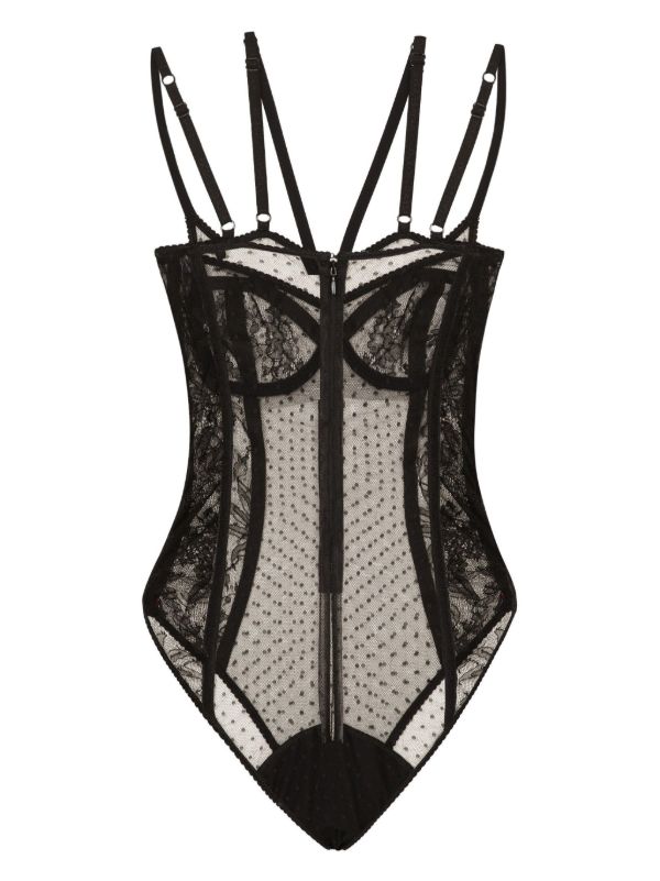 Dolce & Gabbana Black Panelled Lace Bodysuit | Browns Bodies