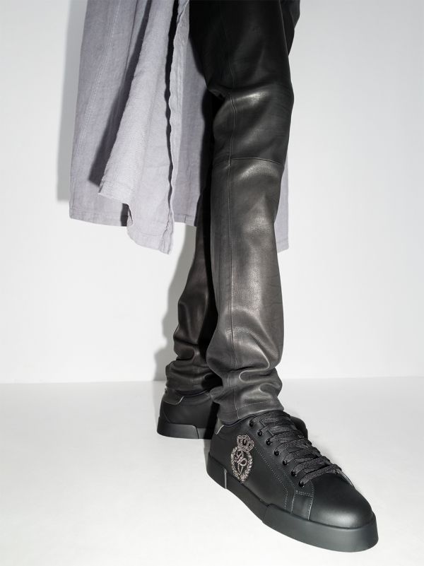 Dolce & Gabbana Black Portofino Leather Sneakers | Browns Low-Tops
