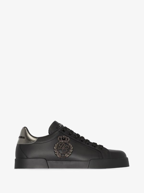 Dolce & Gabbana black Portofino leather sneakers | Browns Low-Tops