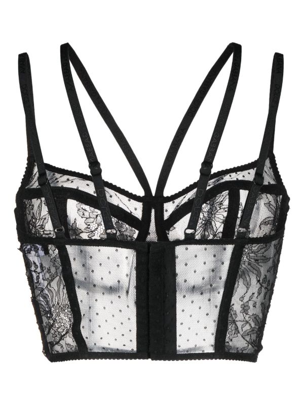 Dolce & Gabbana Black Semi-Sheer Balconette Corset Bra | Browns Bras