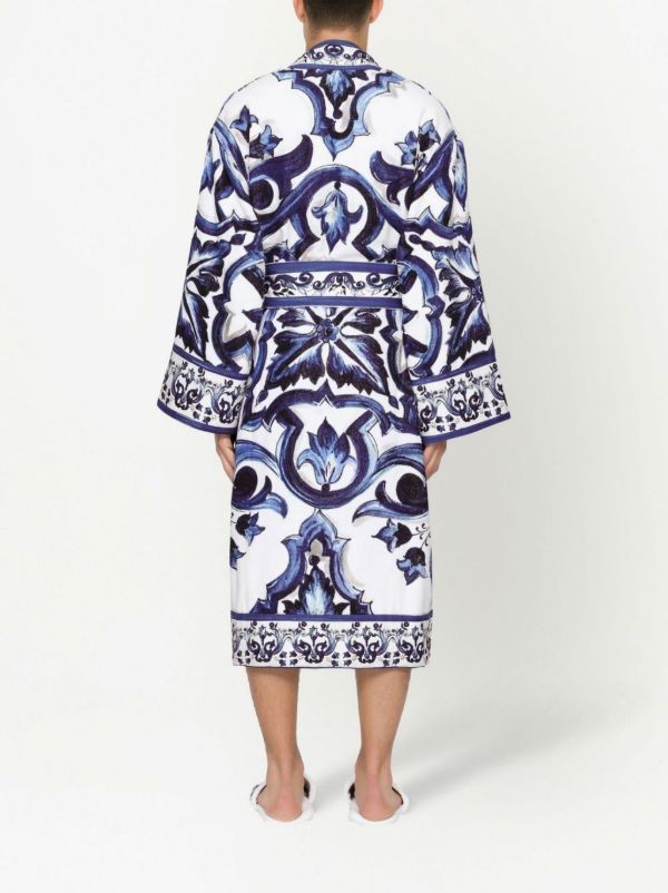 Dolce & Gabbana Blue Majolica Cotton Robe | Browns Dressing Gowns & Robes