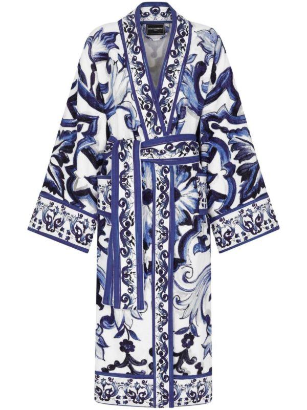 Dolce & Gabbana blue Majolica cotton robe | Browns Dressing Gowns & Robes