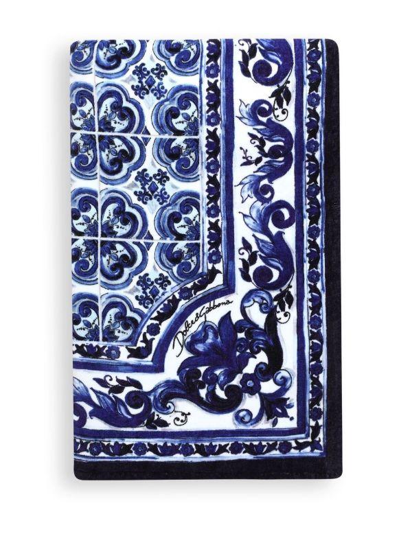 Dolce & Gabbana Blue Mediterraneo Print Cotton Beach Towel | Browns Towels
