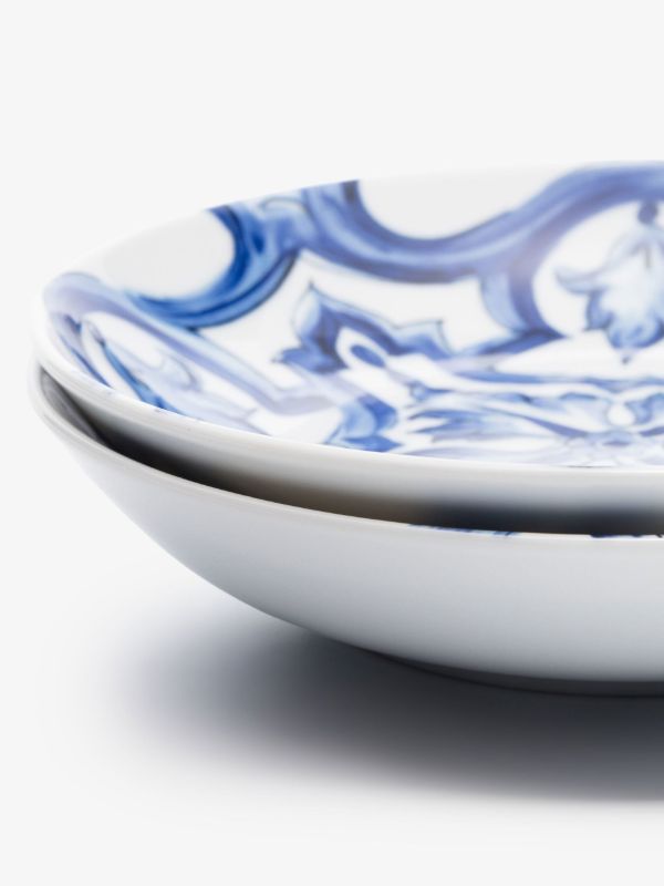 Dolce & Gabbana Blue Meditteraneo Pattern Soup Plate Set | Browns Plates & Bowls