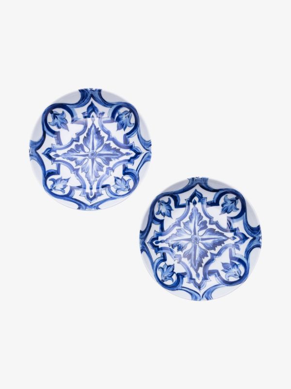 Dolce & Gabbana Blue Meditteraneo Pattern Soup Plate Set | Browns Plates & Bowls