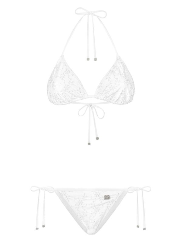 Dolce & Gabbana Broderie Anglaise Triangle Bikini | Browns Bikinis