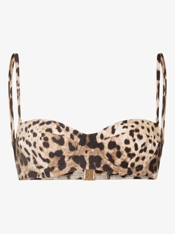 Dolce & Gabbana brown leopard print balconette bikini top | Browns Bikinis