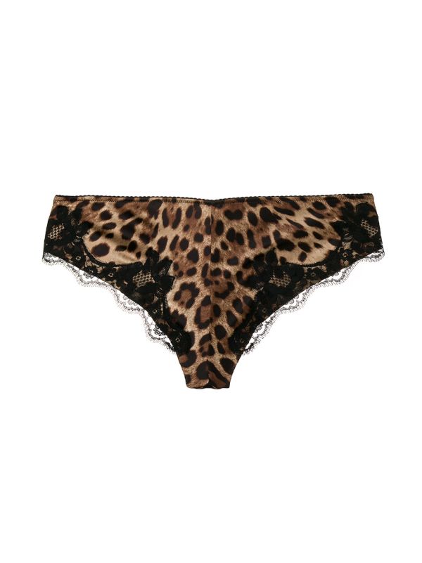 Dolce & Gabbana Brown Leopard-Print Silk Briefs | Browns Panties
