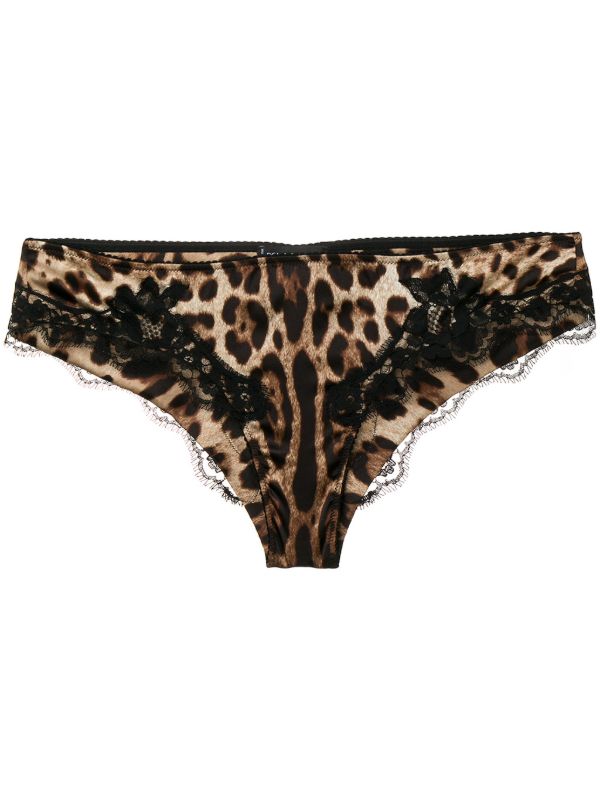 Dolce & Gabbana Brown Leopard-Print Silk Briefs | Browns Panties