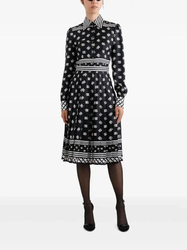 Dolce & Gabbana DG Logo-print Silk Shirt Dress | Browns Day Dresses