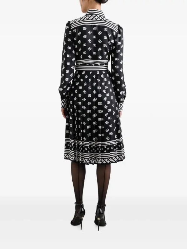 Dolce & Gabbana DG Logo-print Silk Shirt Dress | Browns Day Dresses