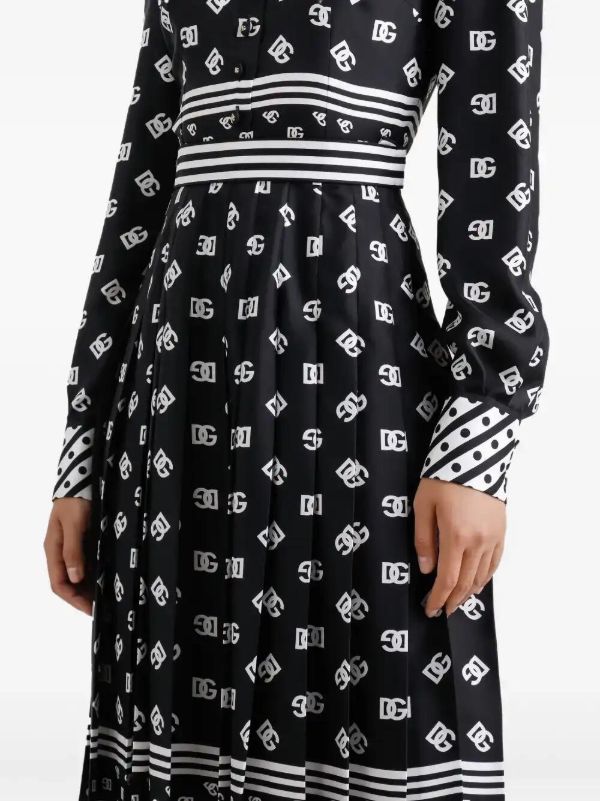 Dolce & Gabbana DG Logo-print Silk Shirt Dress | Browns Day Dresses