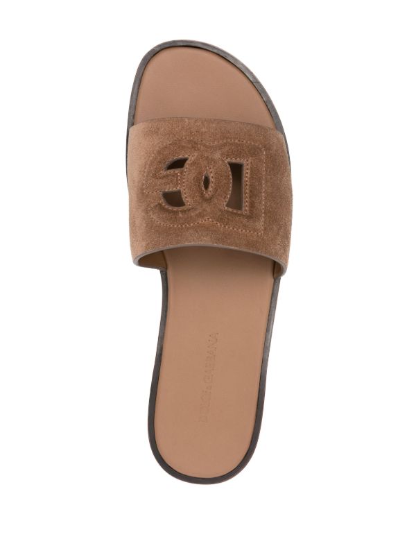 Dolce & Gabbana DG Logo Suede Slides | Browns Flip Flops & Slides