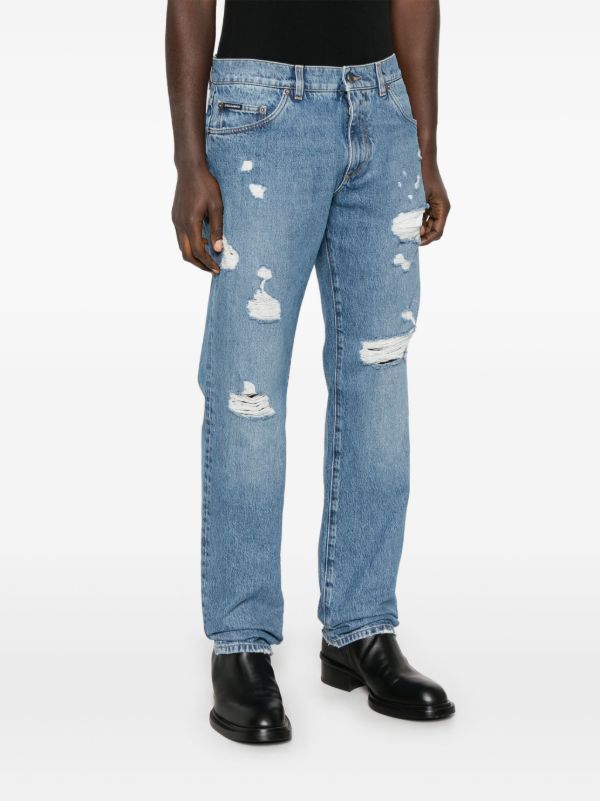 Dolce & Gabbana Distressed Straight Jeans | Browns Regular & Straight-Leg Jeans