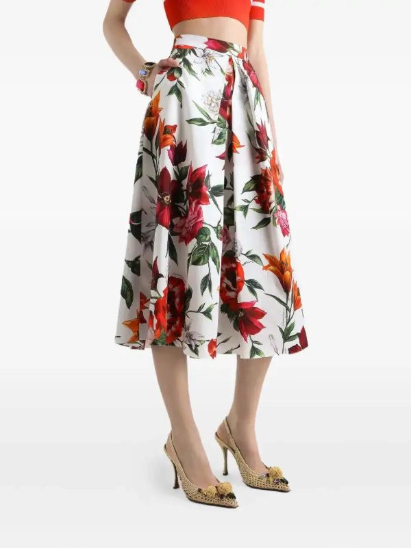 Dolce & Gabbana Floral-print Midi Skirt | Browns A-Line Skirts