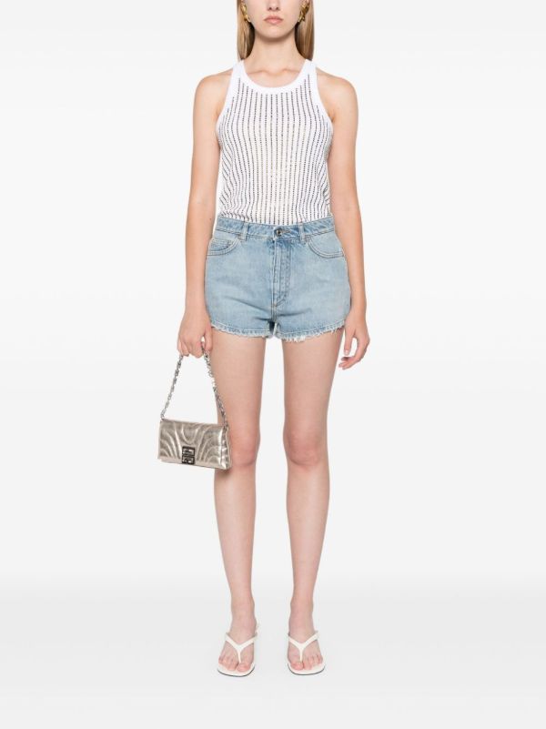 Dolce & Gabbana Frayed Cotton Denim Shorts | Browns Denim Shorts