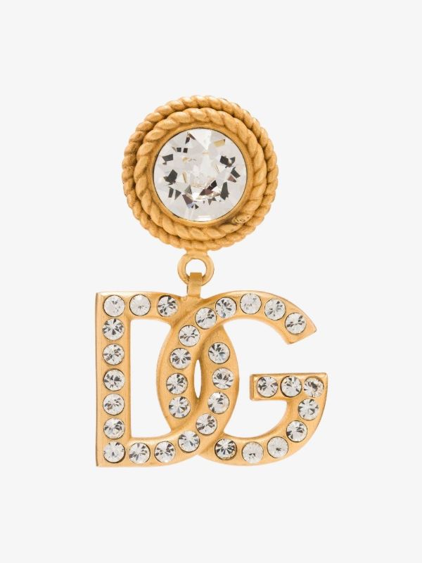 Dolce & Gabbana Gold-Plated Logo Crystal Drop Earrings | Browns Earrings