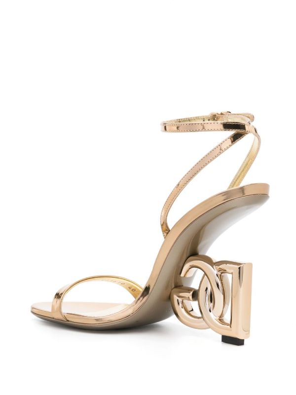 Dolce & Gabbana Gold-Tone 105 DG Cross Leather Sandals | Browns Sandals