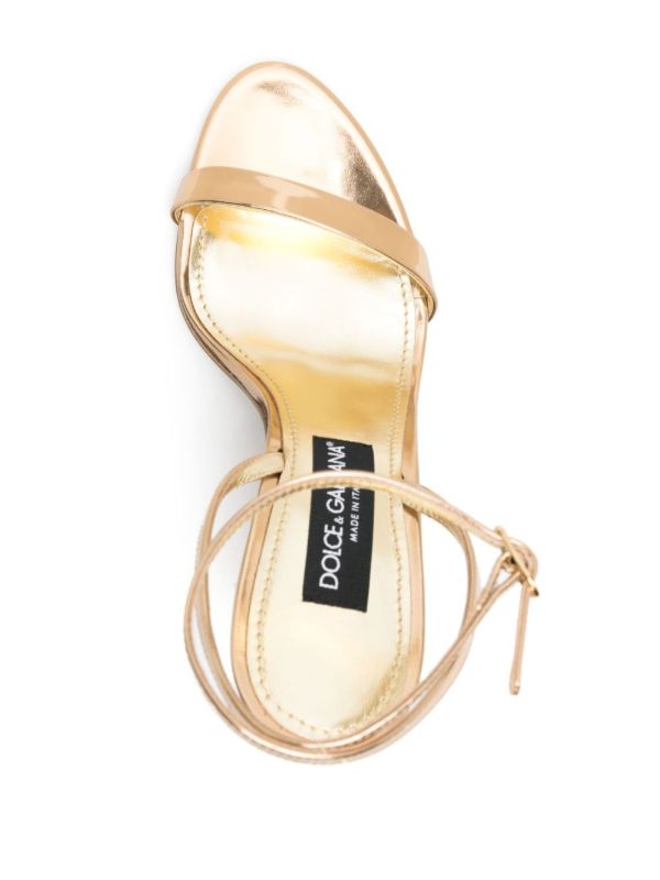 Dolce & Gabbana Gold-Tone 105 DG Cross Leather Sandals | Browns Sandals